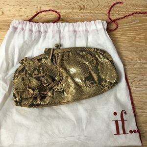 Isabella Fiore gold evening clutch